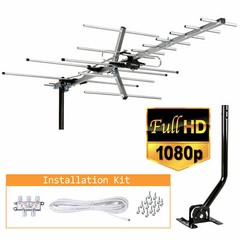 200 Miles Outdoor Amplified HDTV TV Antenna HD VHF/UHF Mounting Pole 40ft Cable