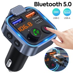 Bluetooth 5.0 FM Transmitter/Car Kit with Hands-Free Calling and 2 USB Charger