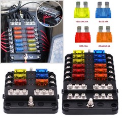 6/12 Way 12V 24V Auto Car Power Distribution Blade Fuse Holder Box Block Panel