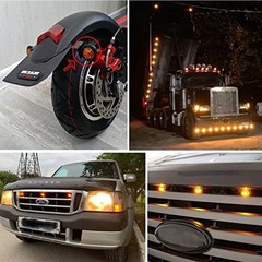 20PCS 1 Inch Round Amber 3 LED Side Marker Clearance Lights with Chrome Bezel US
