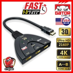 4K HDMI 2.0 Cable Auto Switch Switcher Splitter Adapter 3 In to 1 Out Devices