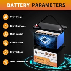 12V 100Ah LiFePO4 Deep Cycle Lithium Rechargeable Battery for RV Solar System