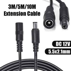 3/5/10m DC 12V Power Extension Cable Cord 5.5×2.1mm Plug Wire for CCTV Camera