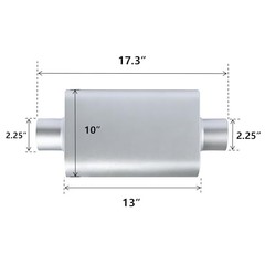 Universal 2.25″(ID) Dual Chamber Exhaust Muffler – 17″ Overall 2.25 Inch SILVER
