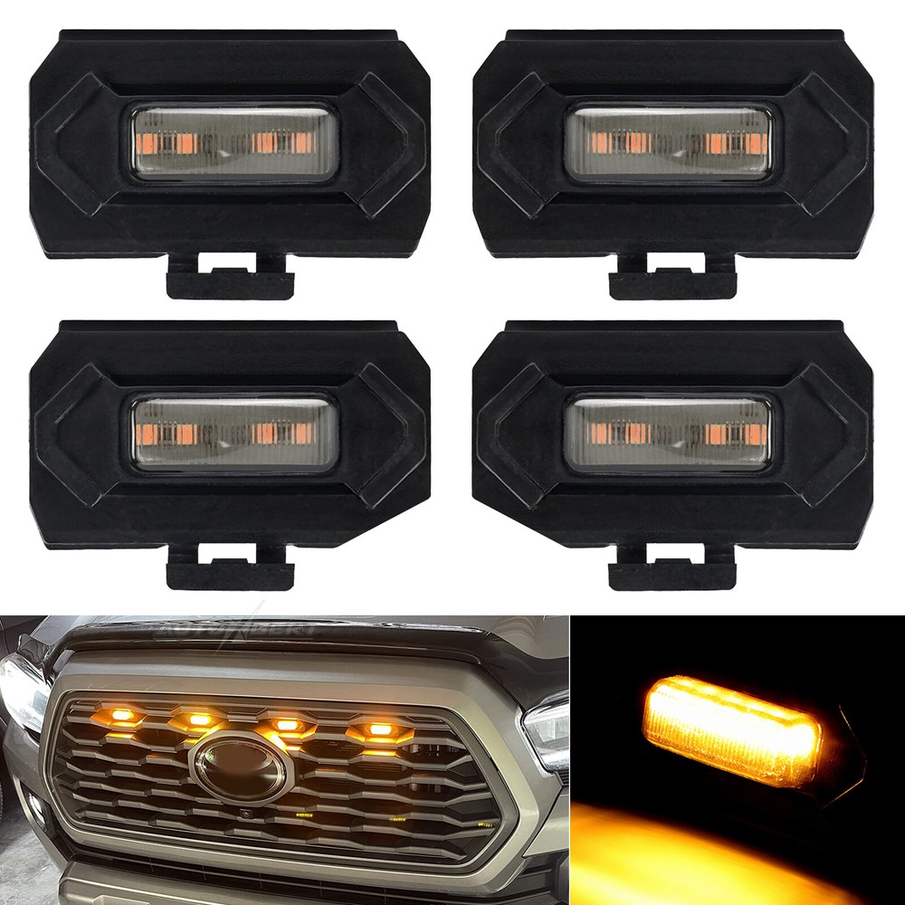 4x For Toyota Tacoma TRD 2020-2023 Amber Grille Light LED DRL Raptor Style