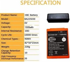 6 Pcs BA225030 6V 1500mAh Ni-Mh Battery Rechargeable for HBC Pump Truck