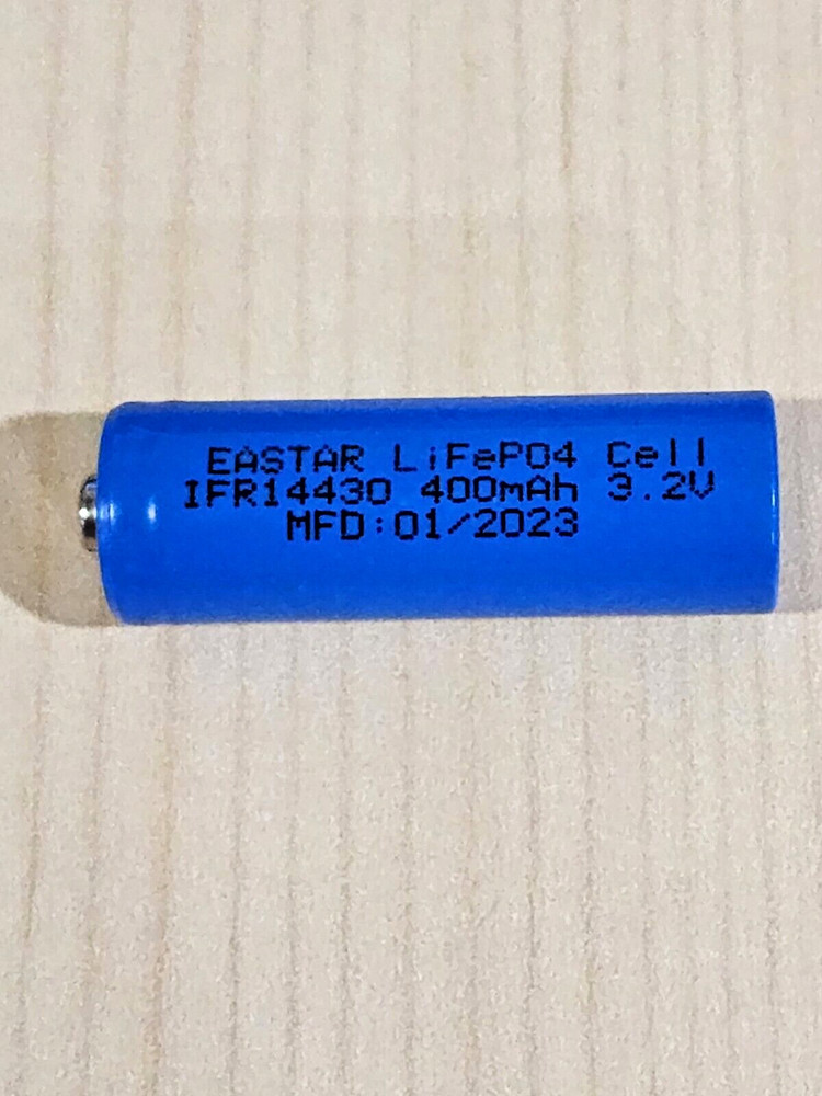 1 pc 14430 3.2v LiFePO4 RECHARGEABLE BATTERY 400mAh solar lights b.top mfg 01/23