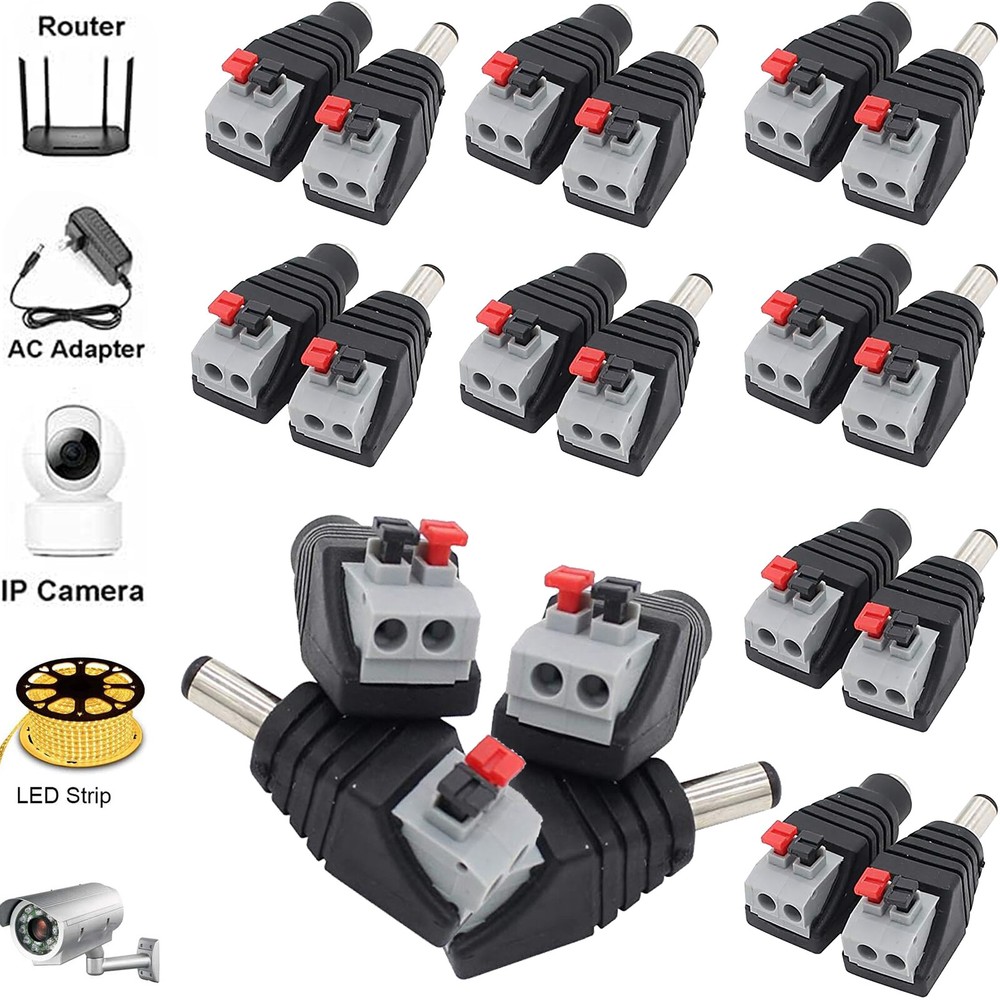 DC Power Plug Male Female Connector 5.5×2.1mm Jack Adapter For CCTV Camera Strip