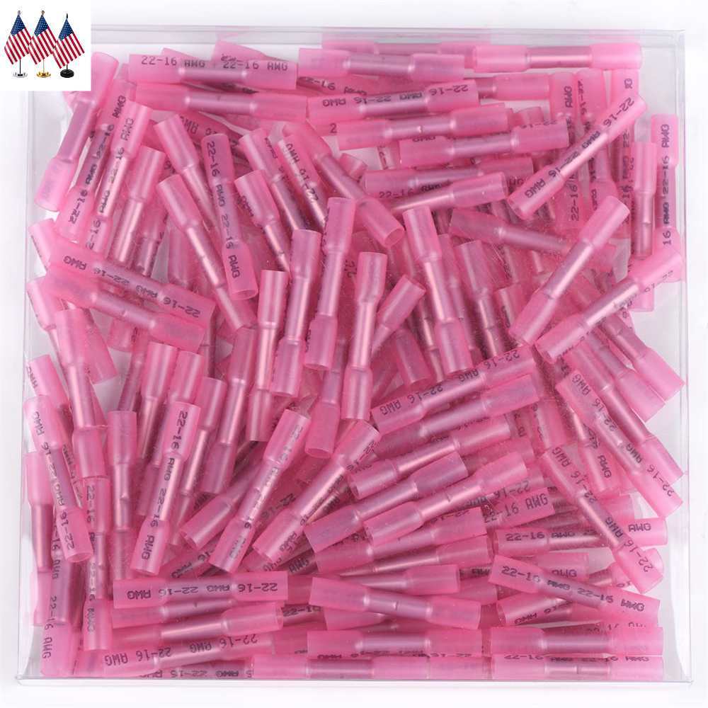 200/50pcs Heat Shrink Butt Wire Connectors Crimp Terminal Waterproof 26-10AWG