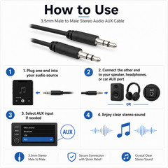 3.5mm Stereo Male to Male Audio Cable Slim Type – 3ft / 6ft / 12ft / 25ft / 50ft