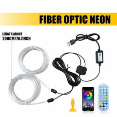 LED Neon Light Trim Glow Optic Fiber Strip Car Interior Ambient Lighting Kit.APP