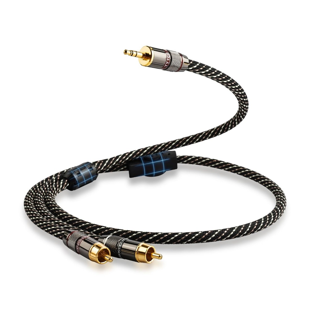 9.84ft Audiophile HiFi Audio RCA Cables-RCA to 3.5mm,15 AWG,4N OFC Core,Gold-…
