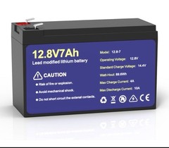 LiFePO4 12V 7Ah Lithium Battery Rechargeable Fast Charging Multi-Purpose