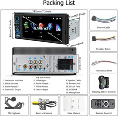 Single DIN Car Stereo Radio Wireless Apple Carplay & Android Auto, 6.9″ IPS BT5.