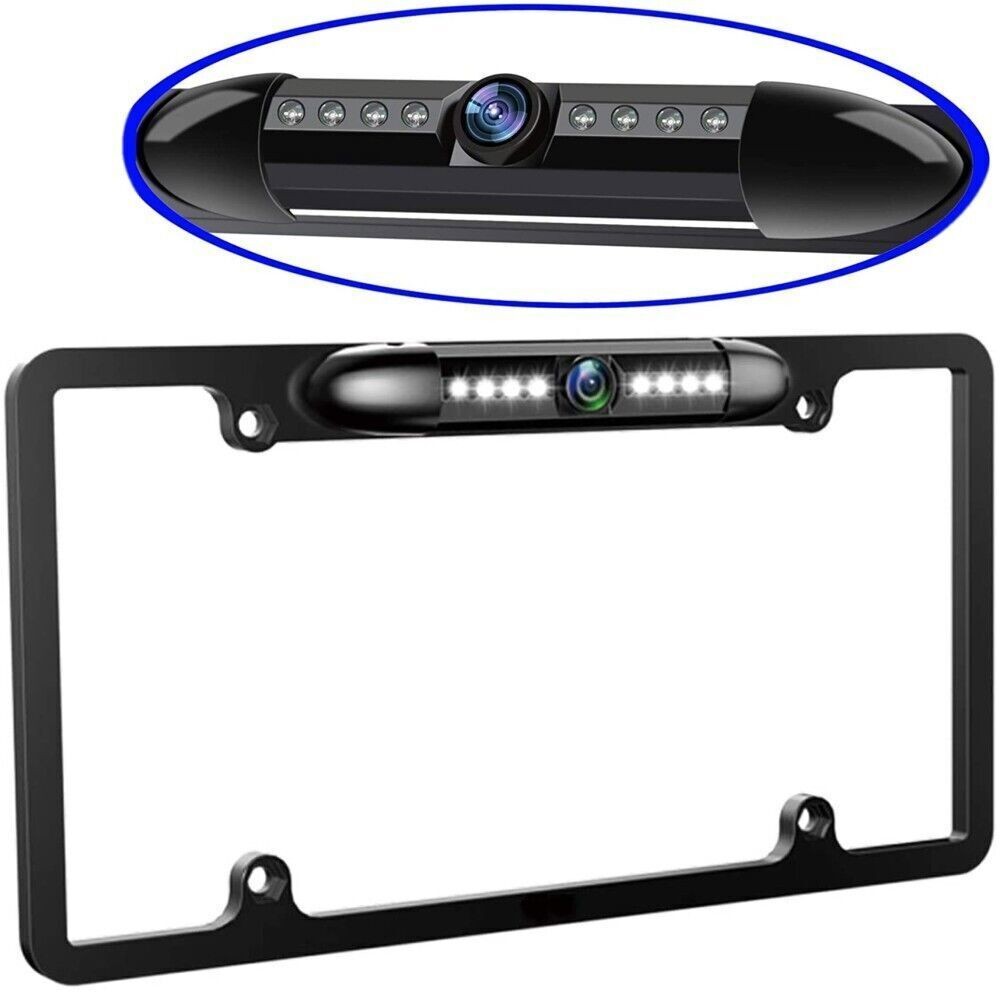 NEW License Plate Metal Frame Rear View Backup Camera CMOS HD LED Night Vision