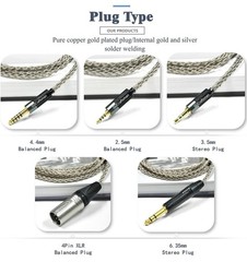6N Single Crystal Silver Cable 4.4mm Balanced to LEMO for Focal Utopia