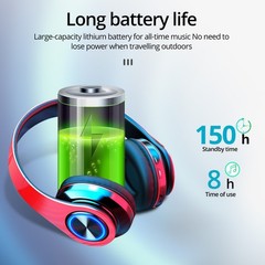 Wireless Bluetooth 5.0 Headphones Over Ear LED Headset Stereo Noise Cancelling