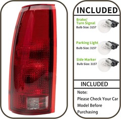 Tail Light Assembly Compatible With Chevy GMC C/K Truck 1988-1998, 1995-2000 ..