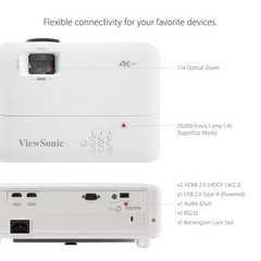 ViewSonic 240Hz 4.2ms Home Theater Projector PX701-4K True 4K UHD 3200 Lumens