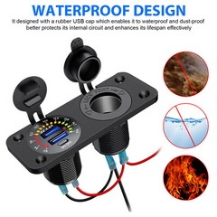 Dual USB Car Fast Charger Outlet, Cigarette Lighter Socket, Power Adapter Outlet