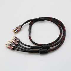 2 Male to 4 Male RCA Adapter HIFI Gold Plated RCA Splitter Audio Extension Wire