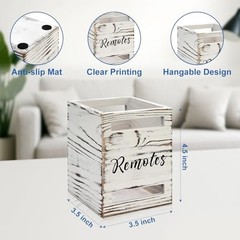 Small Remote Control Holder for Table Bedside Organizer 1 Slot Rustic White