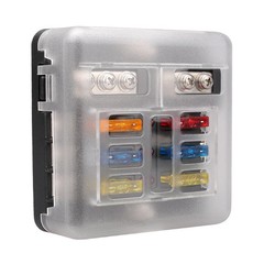 6 Way Blade Fuse Box Block FuseBox Holder Auto Marine Bus Bar Car Kit 12V 24V US