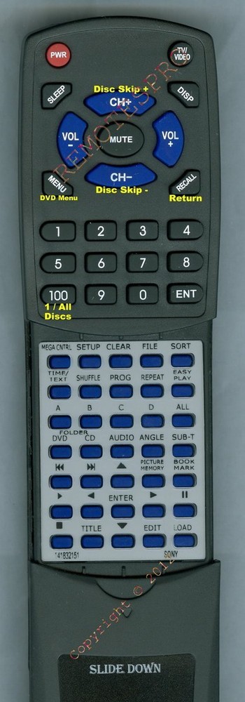 Replacement Remote for SONY DVPCX850D, 141832151, RMTD113A