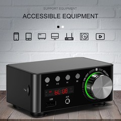 HiFi Stereo Bluetooth 5.0 Digital Power Amplifier Audio Receiver USB 50W+50W BLK
