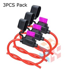 3 Pack 14 Gauge Mini ATC 35A Fuse Holder In-Line AWG Wire Copper 12 Volt Blade