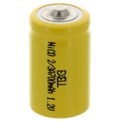 Exell 2/3A Size 1.2V 700mAh NiCD Button Top Rechargeable Battery