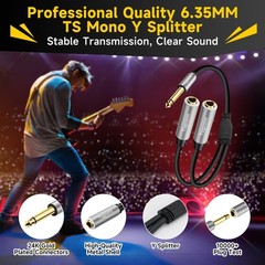Togconn 2-Pack 1/4 inch TS Mono 2 Pack, 6.35mm Male to Dual Female