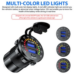 Dual USB Car Fast Charger Outlet, Cigarette Lighter Socket, Power Adapter Outlet