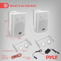 Pyle PDWR61BTWT 6.5″ Indoor Outdoor Waterproof Bluetooth Speaker System White