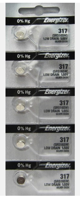 Energizer 317 Button Cell 1.55V Batteries 5 Count Brand New Sealed