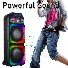 Dual 15” Woofers Powerful Bass Sound Bluetooth Speaker w/ Mic LED Party Speaker