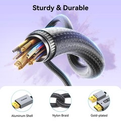 DisplayPort 1.4 to HDMI 2.1 6 feet Cable 8K@60Hz 4K@240Hz/165Hz/144Hz/120Hz, …