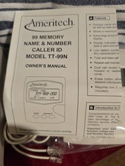 Ameritech 99 Memory Name And Number Caller ID TT-99N