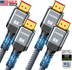 10K 8K HDMI 2.1 Cable 2-Pack 6.6FT, Certified 48Gbps Ultra High Speed Slim HDMI