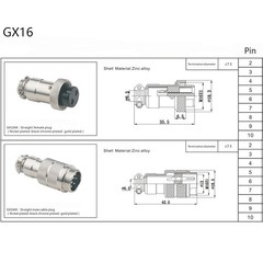 1.64 ft GX16 4 Pin Double Female Cable GX16 4Pins Female to Female Head Aviat…