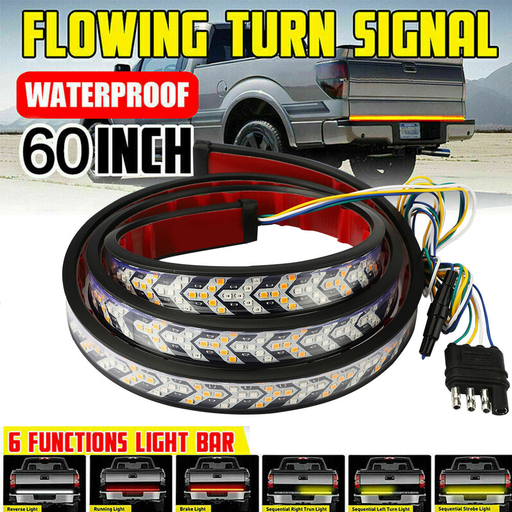 60″ 528LED Truck Strip Tailgate Light Bar Reverse Brake Tail Flowing Turn Signal