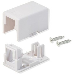 1 Port Single Hole Keystone Jack CAT5e/CAT6 White Surface Mount Box (50 Pack)