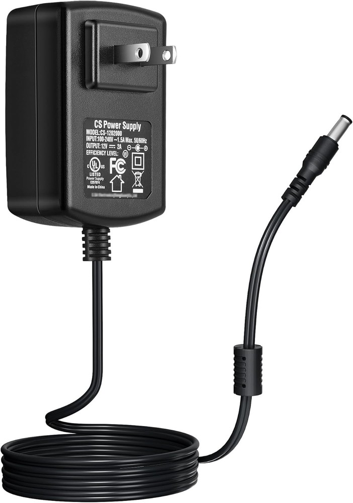 12V 2A Power Supply Adapter AC 100-240V to DC 12V, 5.5mm x 2.1mm Plug 4ft
