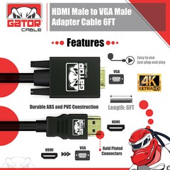 HDMI to VGA Cable Converter Adapter For HDTV PC Desktop Monitor Video 1080P 6FT