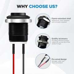 4PCS 12mm Momentary Push Button Switch IP65 Waterproof Push Button Switch with