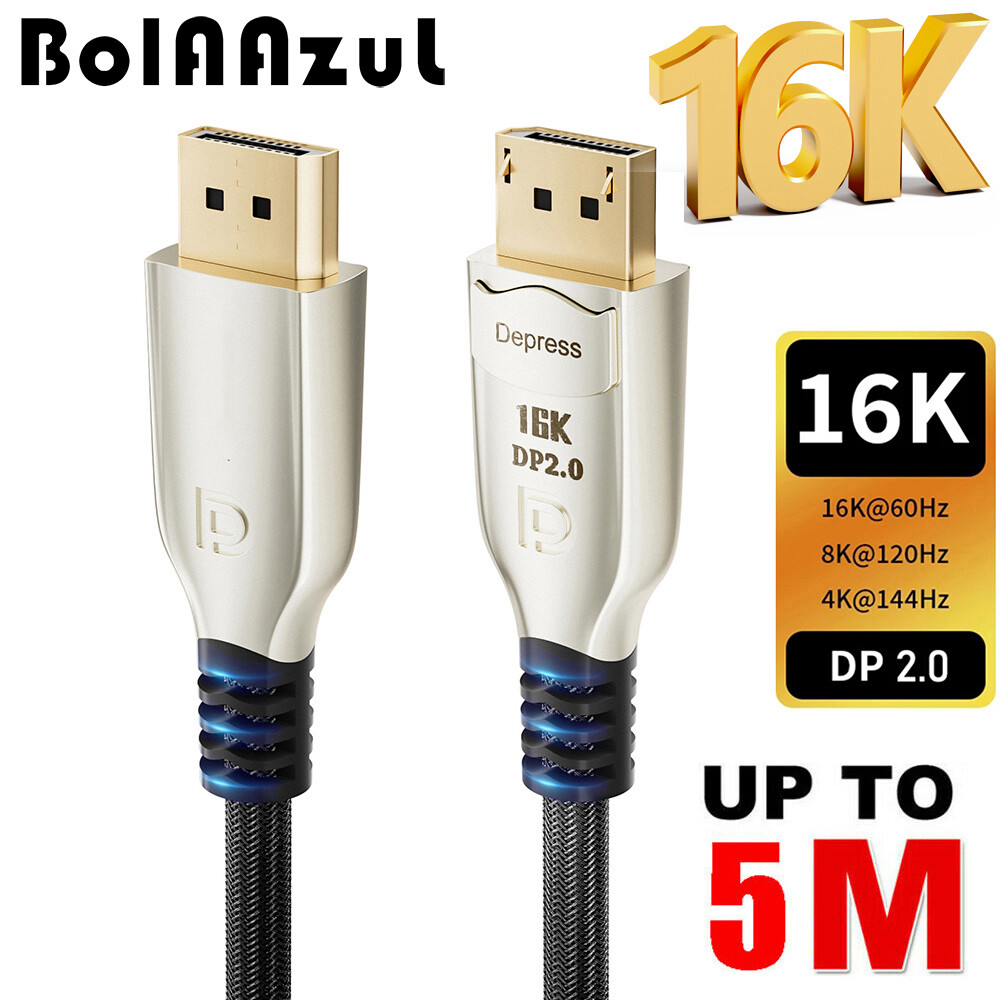 DisplayPort 2.0 to DP Cable 16K@60Hz 8K@120Hz 4K@240Hz HDR HDCP2.3 for PC Nvidia