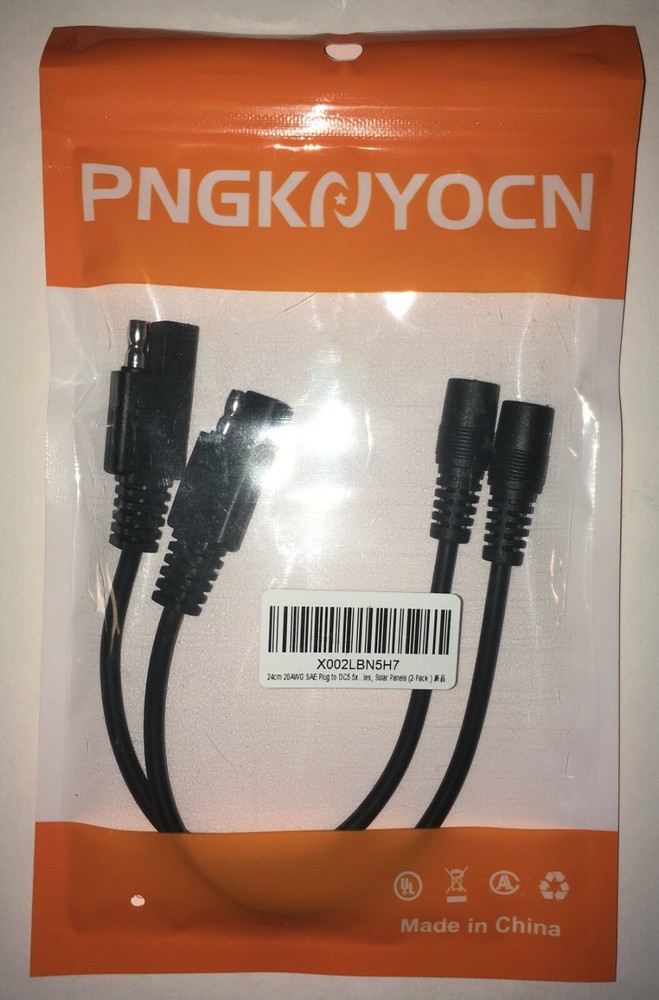 24cm 20AWG SAE Plug to DC5.5×2.1mm Female Converter Adapter Cable PNGKNYOCN