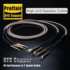 12AWG OFC HiFi Audio Speaker Cable Wire 24K Gold Plated Banana to Y Spade Plug