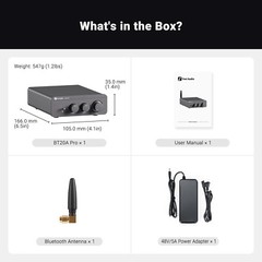 Fosi Audio BT20A Pro 48V Amplifier Bluetooth Home Stereo HiFi Class D TPA3255