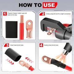 AIRIC 10 PCS 4 AWG – 3/8″ Battery Cable Lugs Copper Wire 4AWG-10pcs, 4